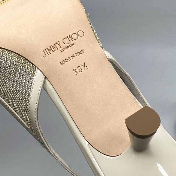 Jimmy Choo Amita Metallic Mesh & Patent Leather Slingback Pumps size 38.5 - Picture 15 of 15